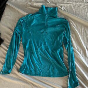 size  small blue  womans athletic long sleeve tee shirt t active wear